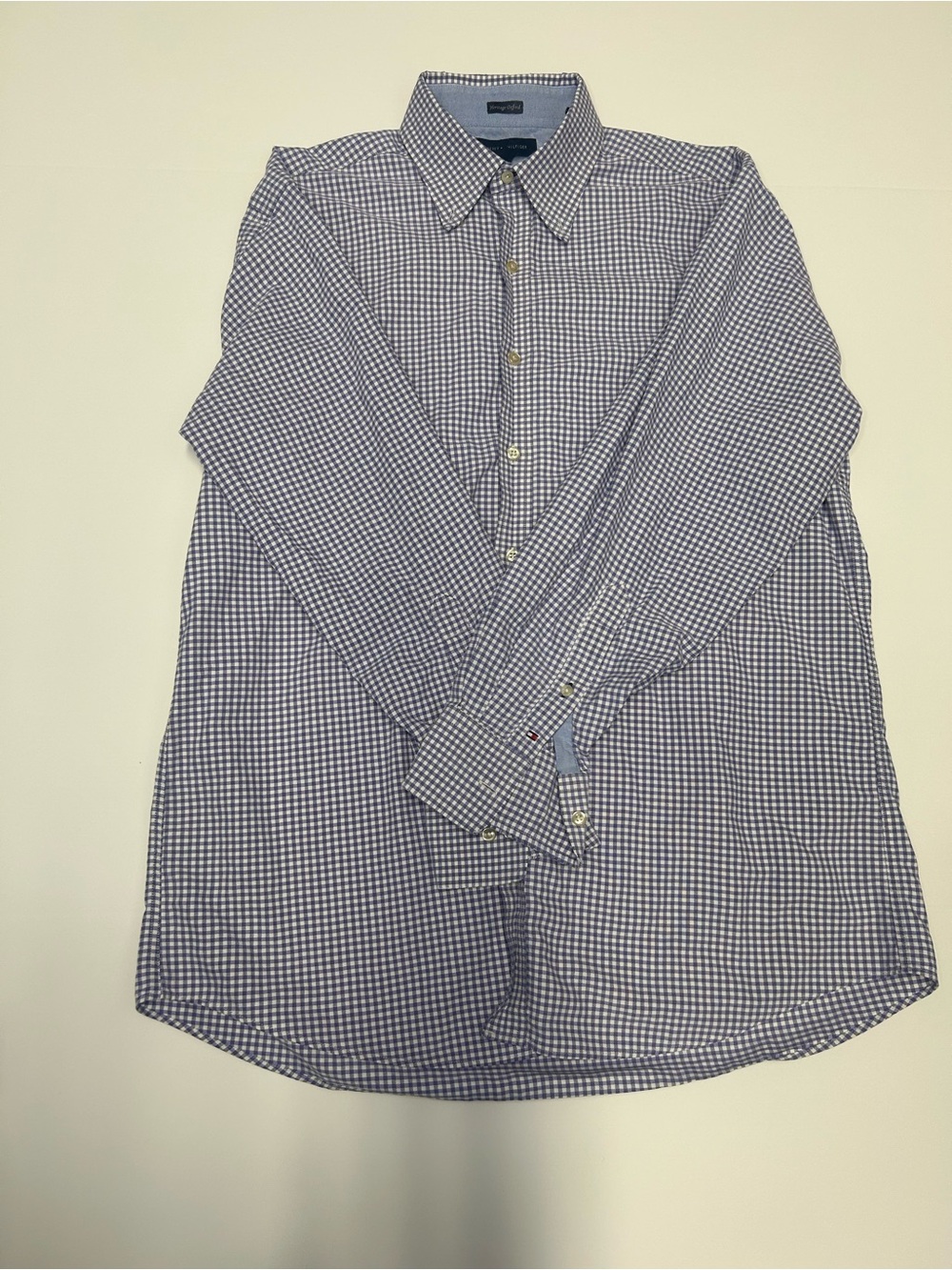 Men's Tommy Hilfiger Purple Checkered Button-Up Shirt